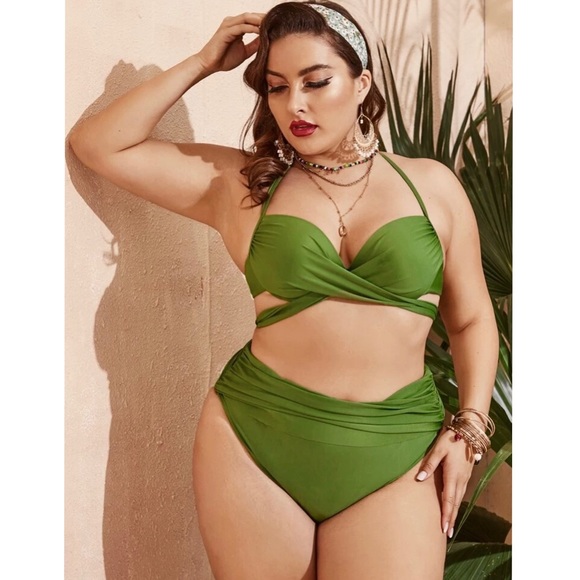 Invisible Wings Other - Plus Size Twist Halter Bikini Set